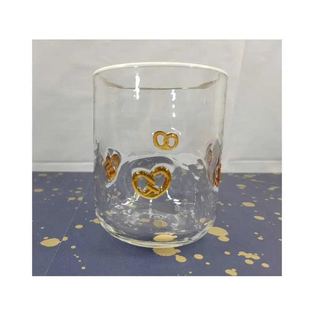 Anthropologie Pretzel Icon Whiskey Glass Juice with white rim